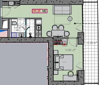 1-комн, 54.4 м², из 41