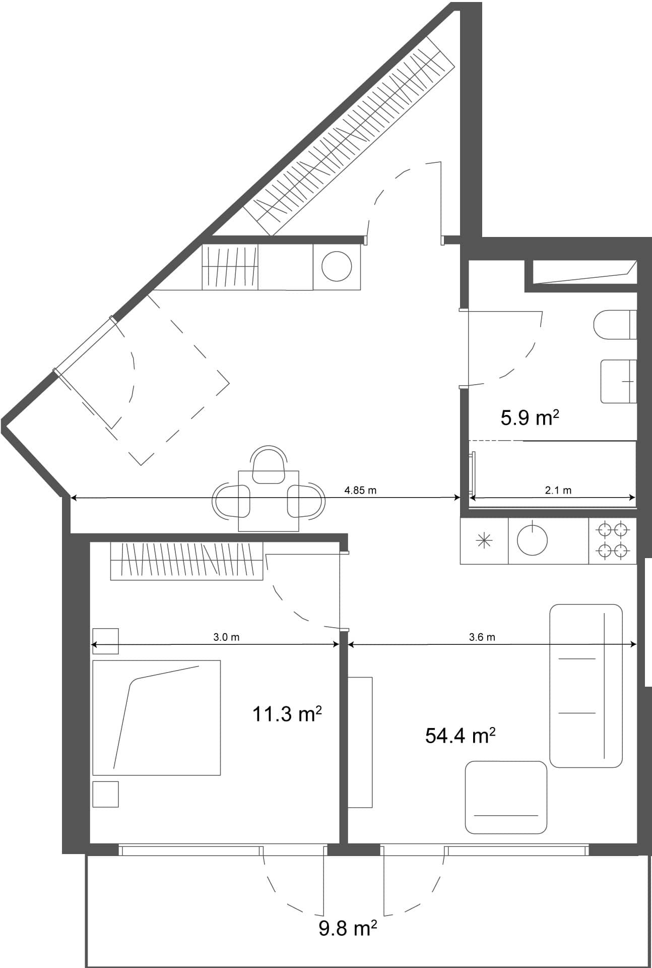 1-комн, 64.2 м², этаж 39