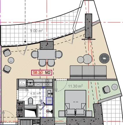 {{roomApartmentOrStudio}}, 58.3 м², 43 этаж в ЖК "Alliance Centropolis"
