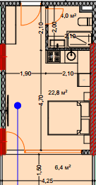 Studio, 34.3 m², Floor 5