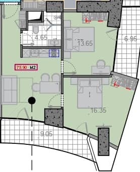 {{roomApartmentOrStudio}}, 76.25 м², 19 этаж в ЖК "Alliance Centropolis"