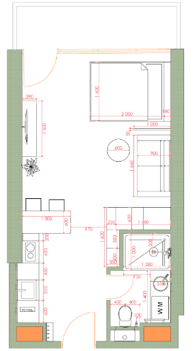 {{roomApartmentOrStudio}}, 34.74 მ², 32 სართული, 7th Heaven Residence ბათუმში