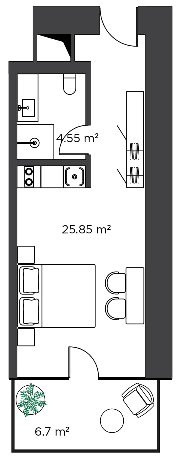{{roomApartmentOrStudio}}, 37.1 მ², 16 სართული, Ambassadori Island ბათუმში