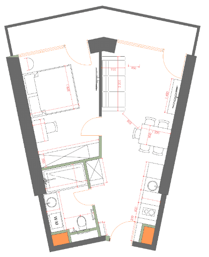 {{roomApartmentOrStudio}}, 49.63 მ², 35 სართული, 7th Heaven Residence ბათუმში
