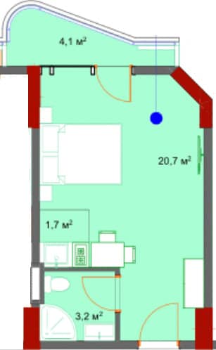{{roomApartmentOrStudio}}, 29.9 მ², 17 სართული, Kolos ბათუმში