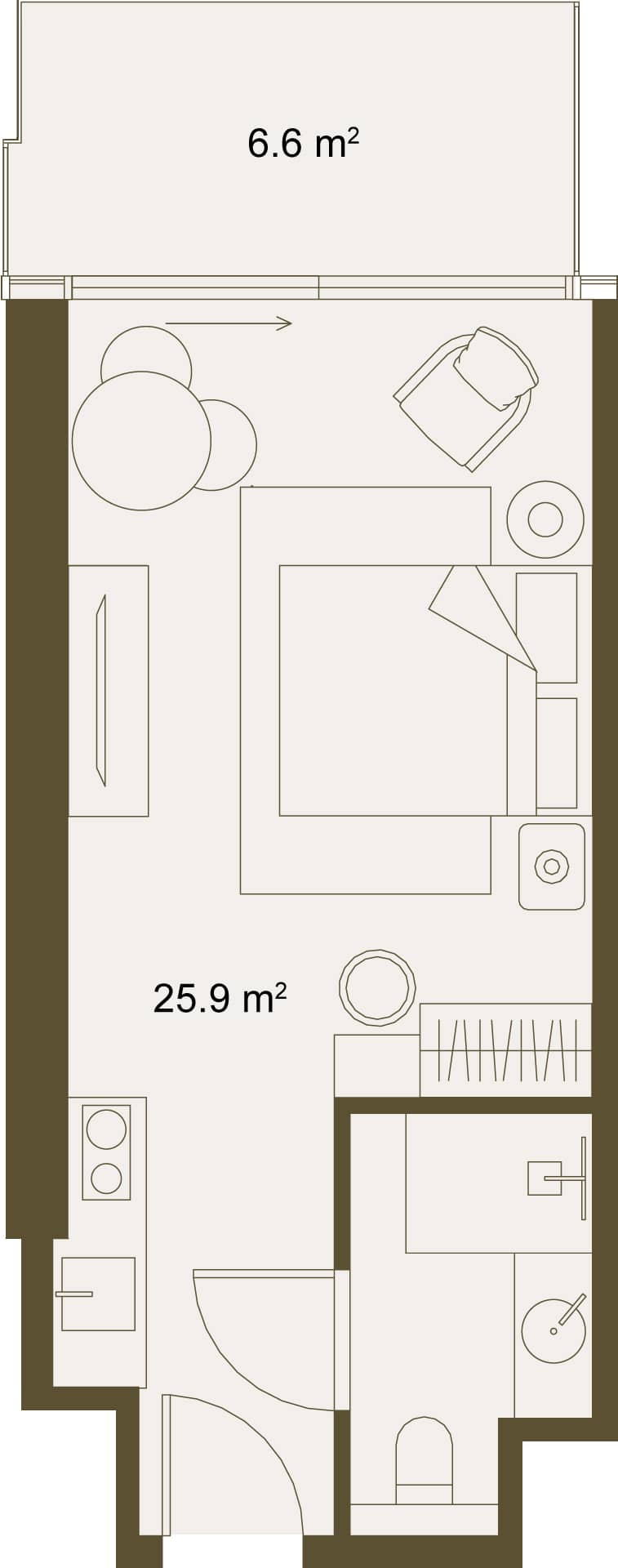 Studio, 32.5 m²