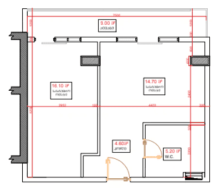 1-room, 50.8 m², Floor 14