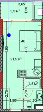 {{roomApartmentOrStudio}}, 31.3 მ², 17 სართული, OKTO Art House ბათუმში