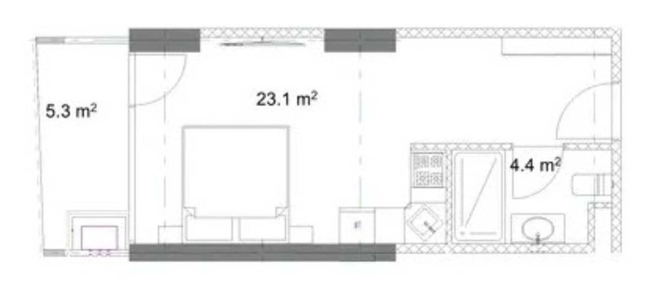 Studio, 32.7 m²