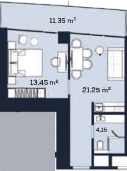 1-room, 50.2 m²