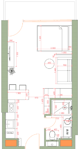{{roomApartmentOrStudio}}, 34.74 მ², 33 სართული, 7th Heaven Residence ბათუმში