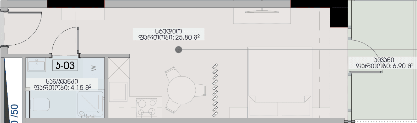 {{roomApartmentOrStudio}}, 36.85 m², 9 floor, Geuz Towers in Batumi