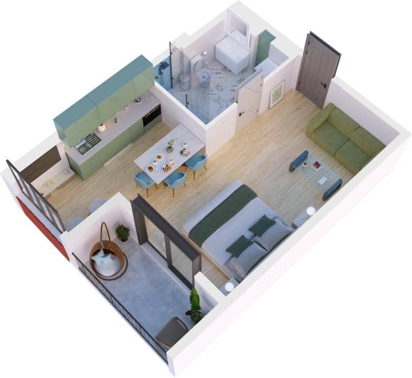 Студия, 41.8 м²