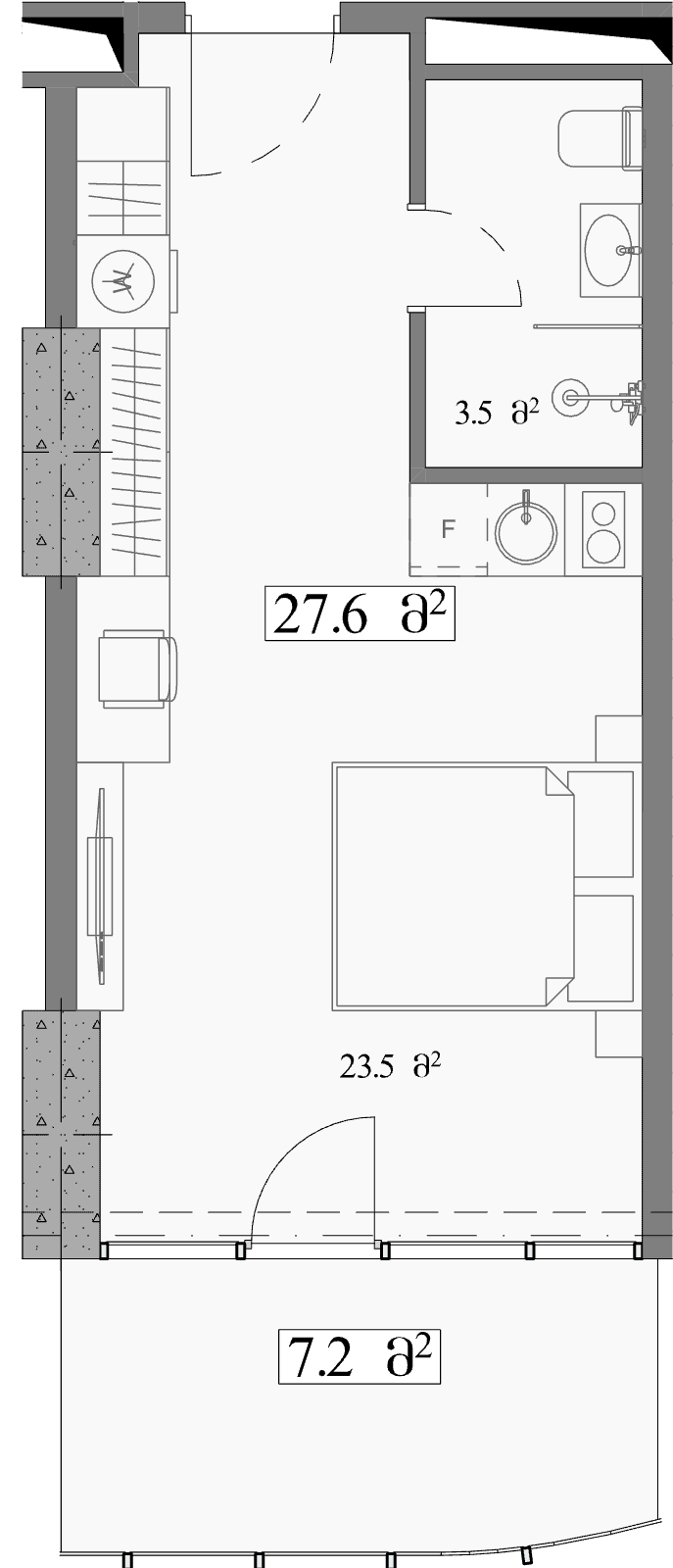 Studio, 34.8 m²