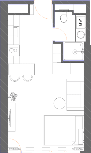 Studio, 34.9 m², Floor 36