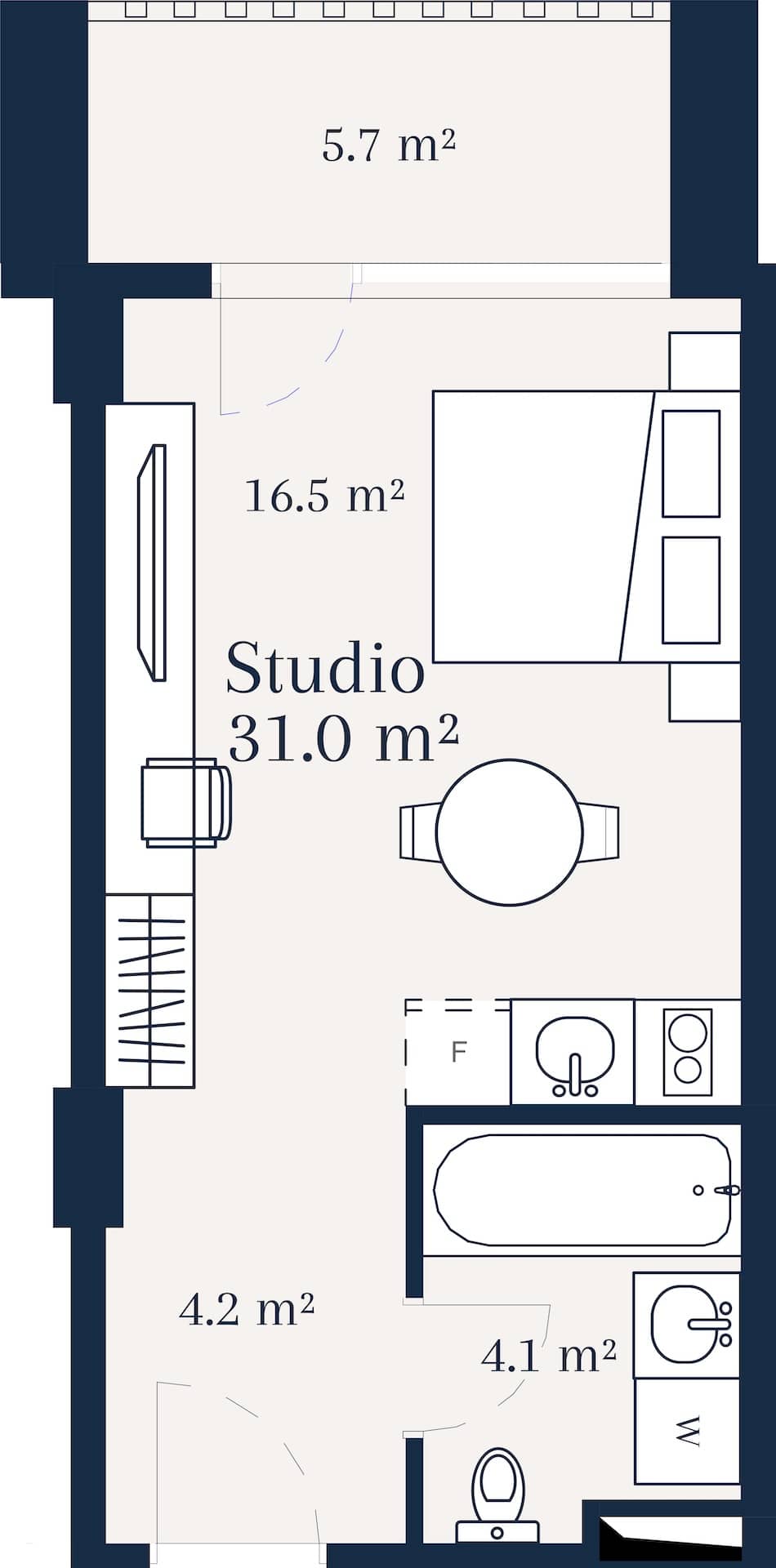 Студия, 31 м²