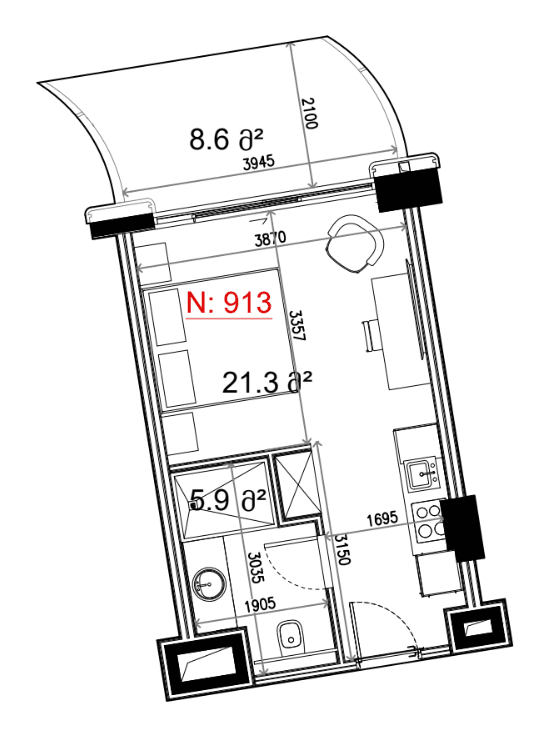 {{roomApartmentOrStudio}}, 35.8 м², 9 этаж в ЖК "Next Collection"