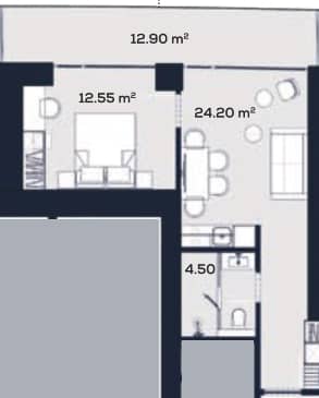 {{roomApartmentOrStudio}}, 54.15 მ², 52 სართული, Alliance Centropolis ბათუმში