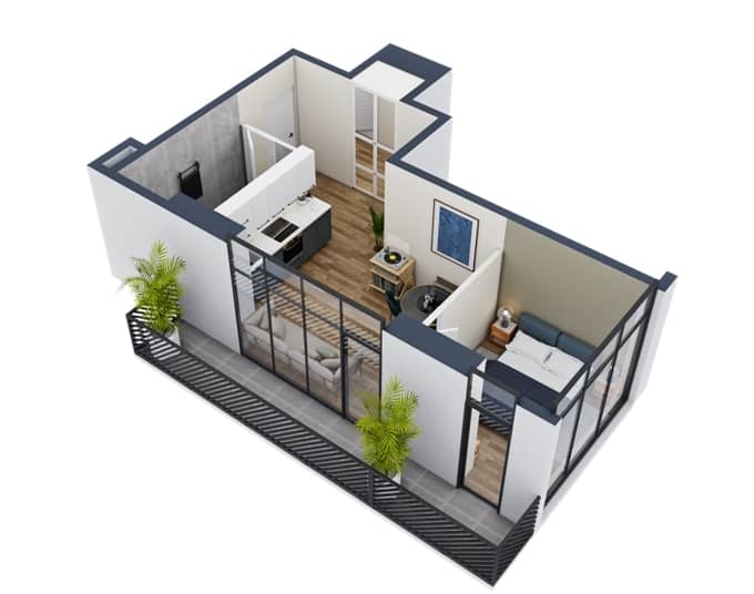 {{roomApartmentOrStudio}}, 49.1 მ², 19 სართული, La Batumi Familia ბათუმში