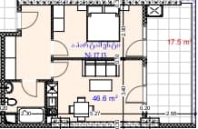 {{roomApartmentOrStudio}}, 64.1 m², 17 floor, Aquapark Residence in Batumi