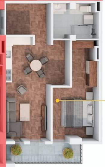 {{roomApartmentOrStudio}}, 68.4 მ², 10 სართული, Midtown ბათუმში