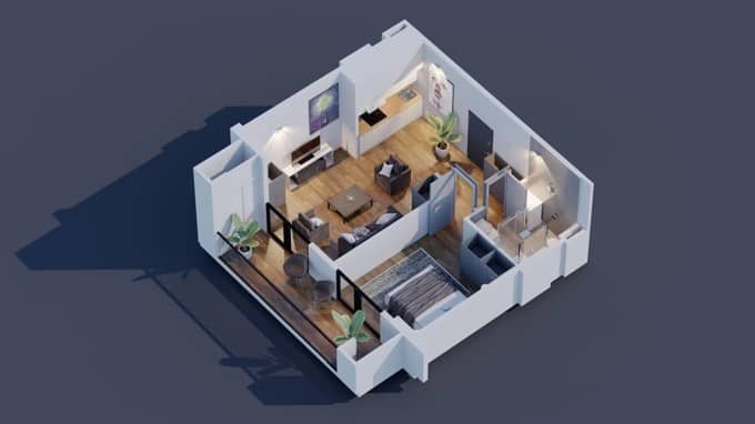 {{roomApartmentOrStudio}}, 48.25 მ², 19 სართული, Royal Residence ბათუმში