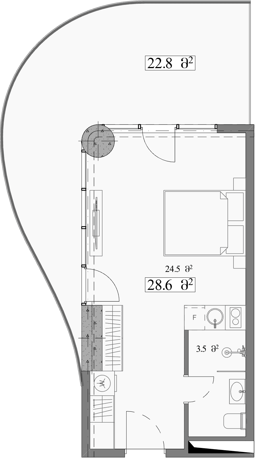 Студия, 51.4 м²