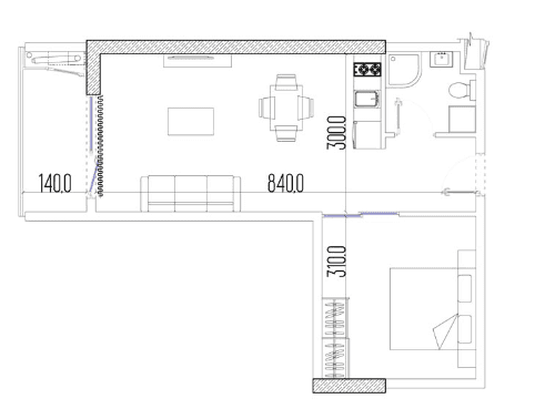 2-комн, 40 м², этаж 14