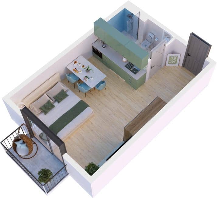 Студия, 35.8 м²