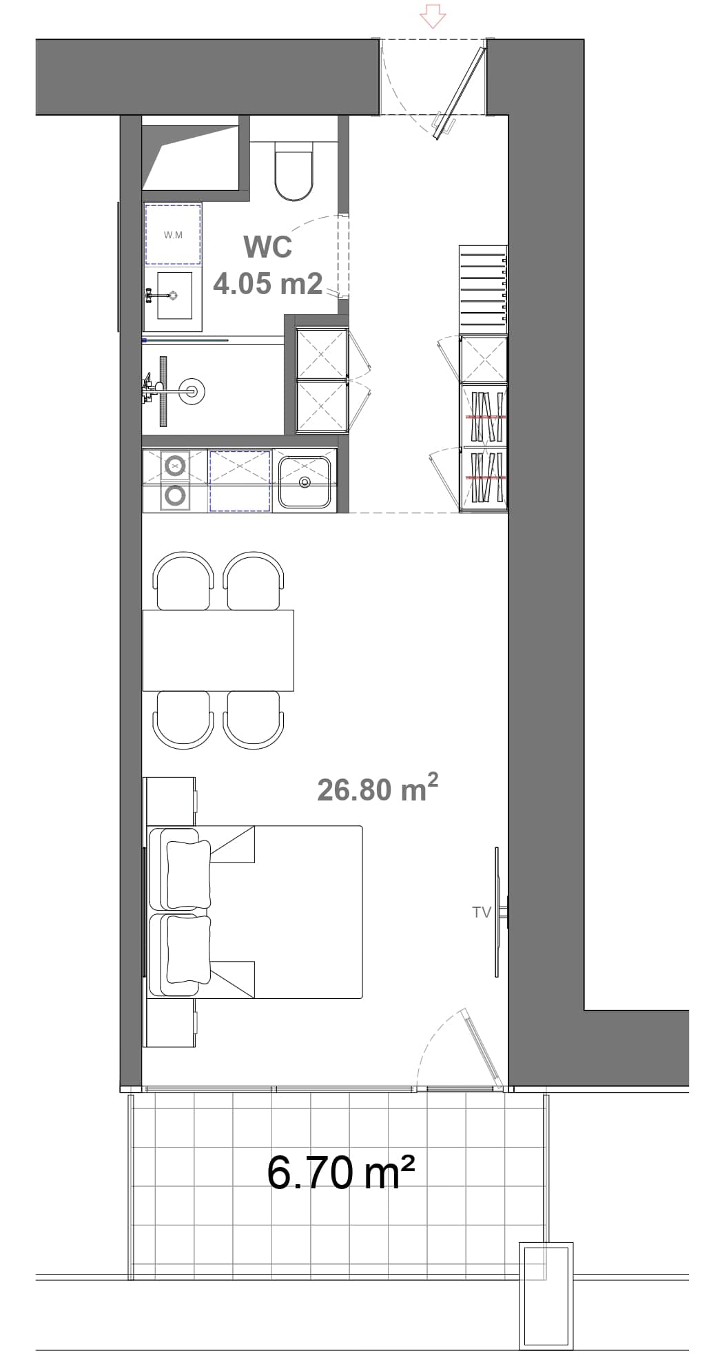 {{roomApartmentOrStudio}}, 37.55 m², 20 floor, Ambassadori Island in Batumi