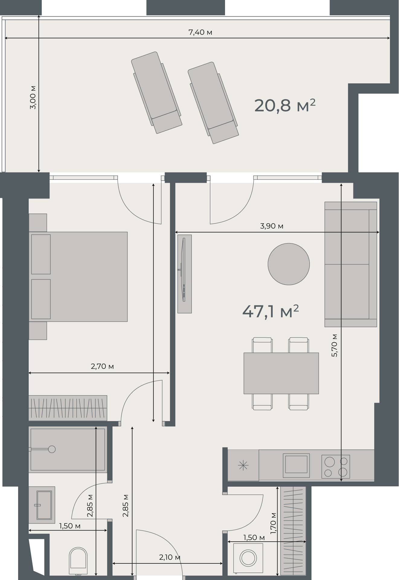 {{roomApartmentOrStudio}}, 67.9 მ², 21 სართული, One ბათუმში