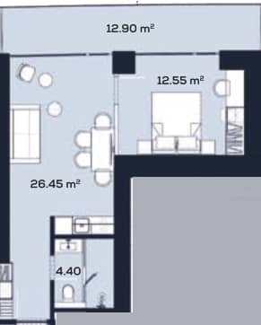 {{roomApartmentOrStudio}}, 56.3 მ², 52 სართული, Alliance Centropolis ბათუმში