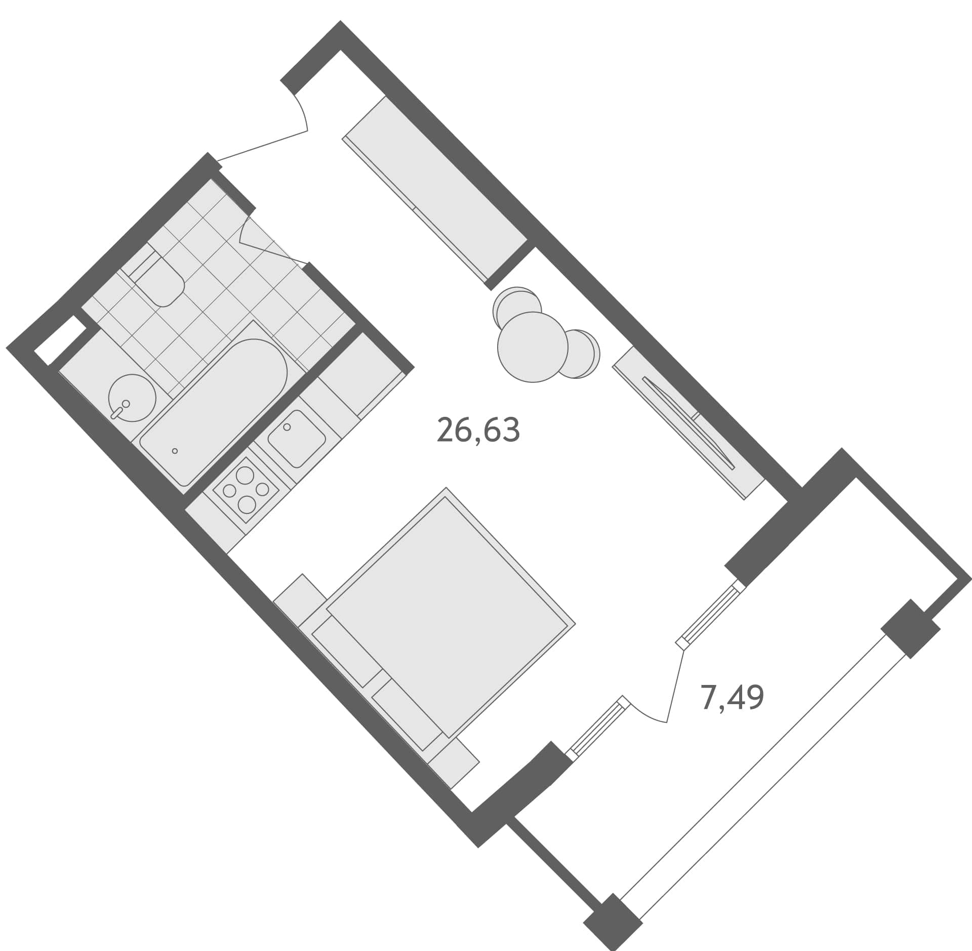 Studio, 34.1 m²