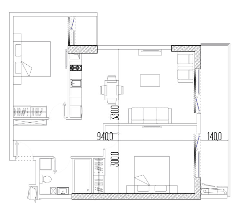 {{roomApartmentOrStudio}}, 72.6 m², 16 floor, Intourist Residence in Batumi