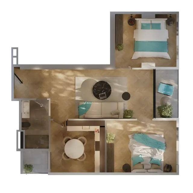 2-room, 65.9 m²