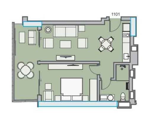 {{roomApartmentOrStudio}}, 61.35 მ², 12 სართული, Dreamland Oasis ბათუმში