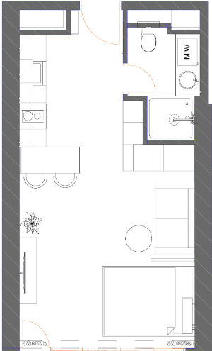 Studio, 34.9 m², of 34