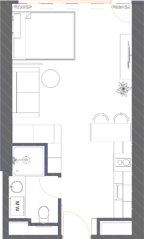 Studio, 34.9 m², of 40