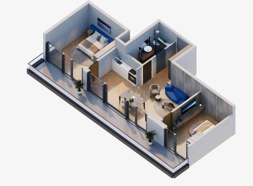 2-комнатная квартира, 74.85 м², 15 этаж в ЖК "Tonino Lamborghini Tower"