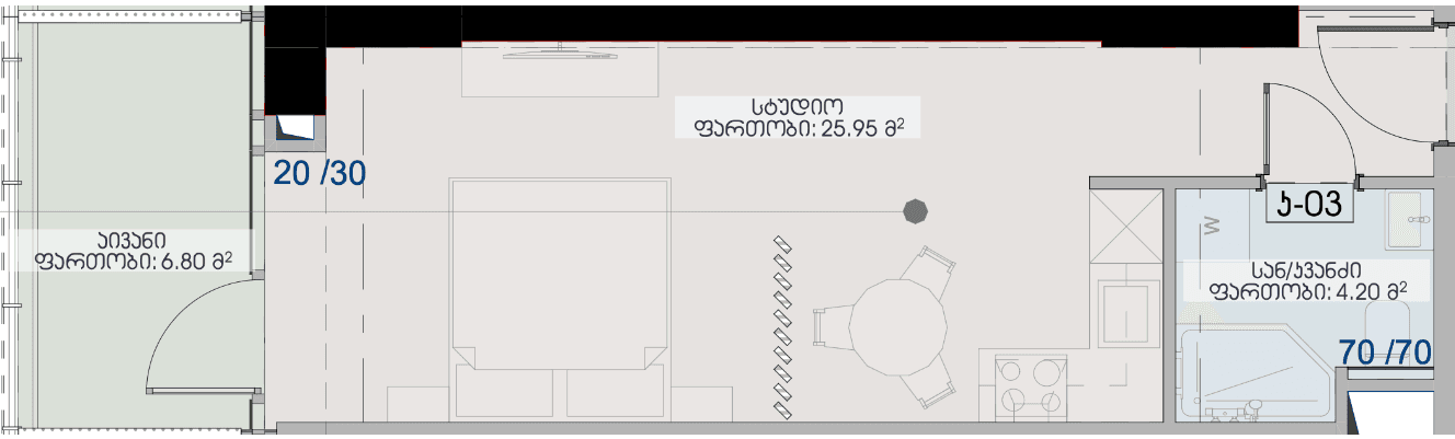 Студия, 37 м², этаж 12