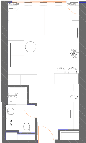 Studio, 34.9 m², of 40