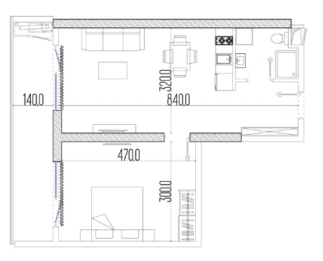 {{roomApartmentOrStudio}}, 50.5 m², 15 floor, Intourist Residence in Batumi