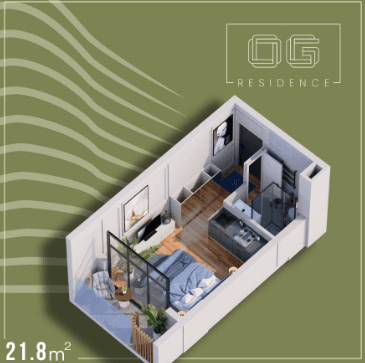 {{roomApartmentOrStudio}}, 21.8 м², 9 этаж в ЖК "OG Residence"