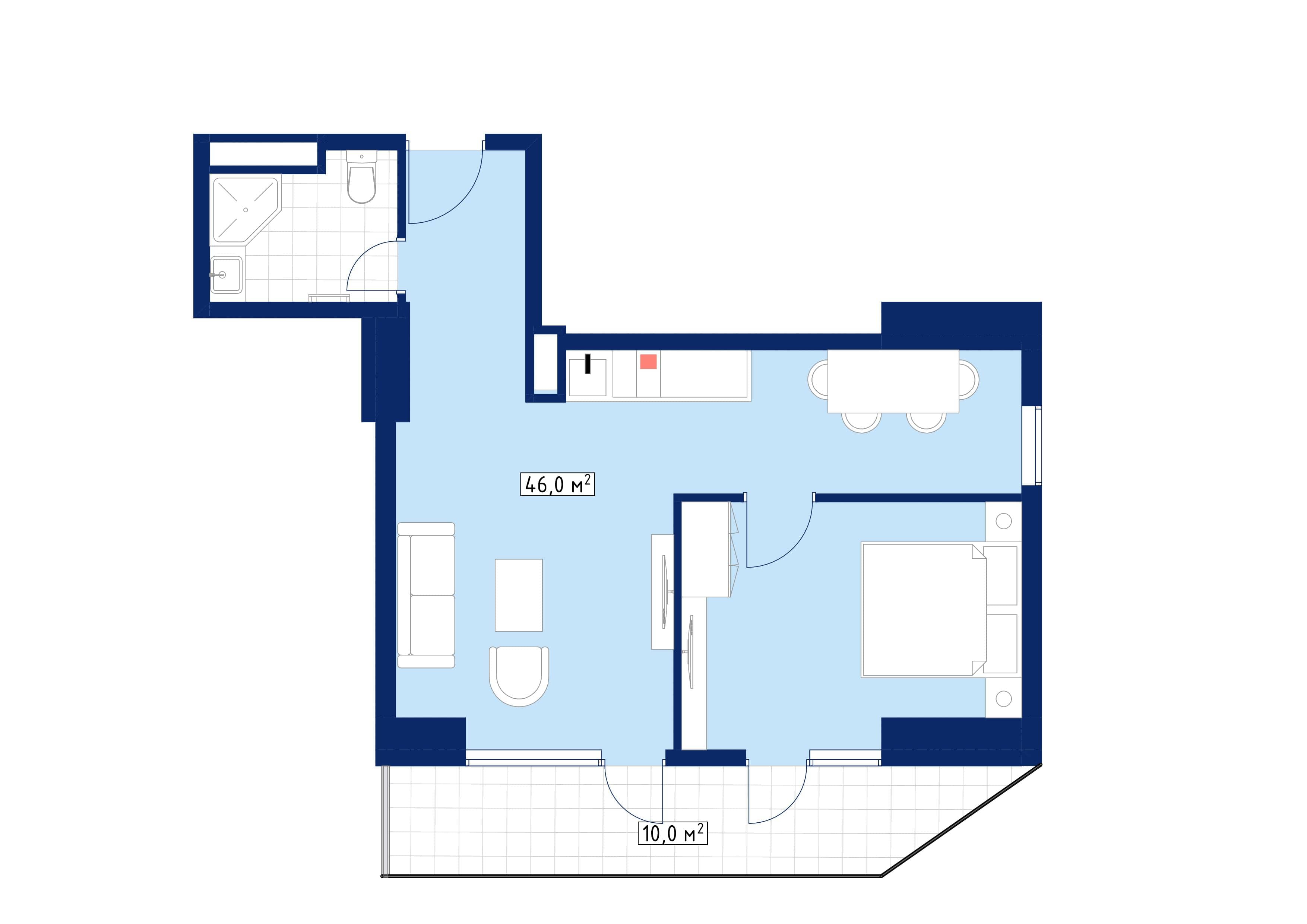{{roomApartmentOrStudio}}, 57.8 მ², 39 სართული, Calligraphy Towers ბათუმში