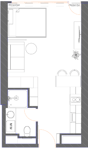 {{roomApartmentOrStudio}}, 34.88 მ², 38 სართული, 7th Heaven Residence ბათუმში