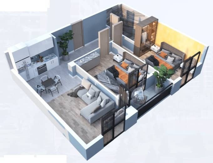 3-комн, 75 м²
