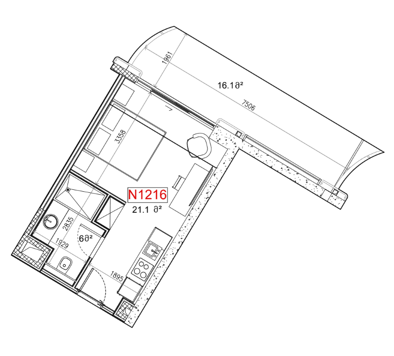 {{roomApartmentOrStudio}}, 42.2 м², 12 этаж в ЖК "Next Collection"