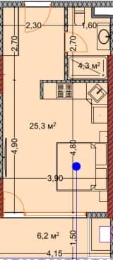 {{roomApartmentOrStudio}}, 35.9 მ², 17 სართული, OKTO Art House ბათუმში