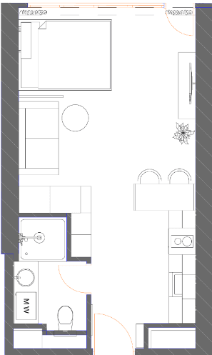 {{roomApartmentOrStudio}}, 42.15 მ², 17 სართული, 7th Heaven Residence ბათუმში
