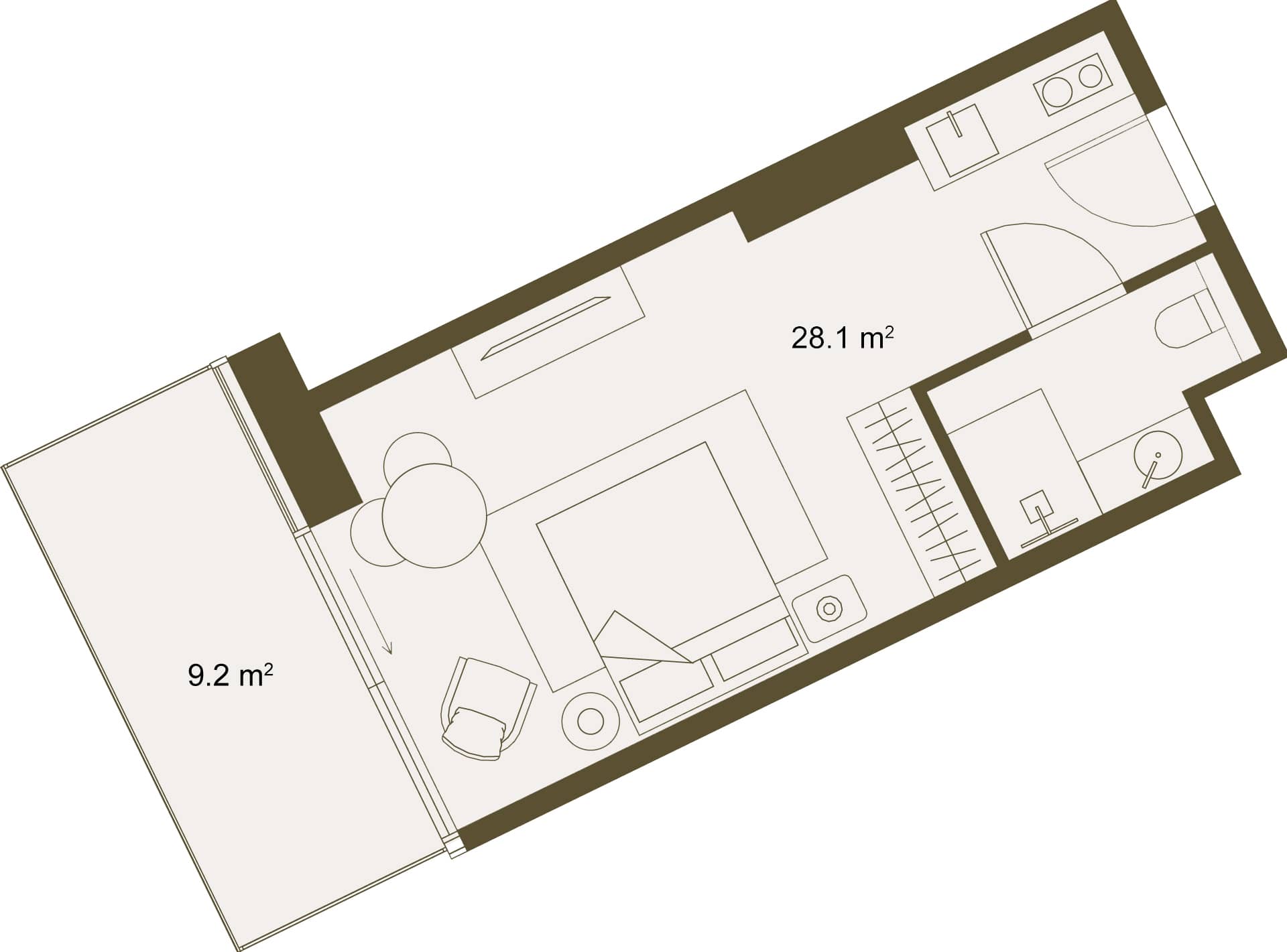 Studio, 36.4 m²